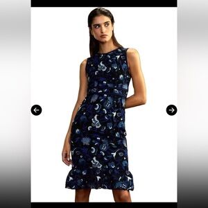 NWT cynthia rowley embroidered sleeveless midi dress black navy